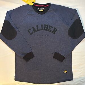 Caliber Sweatshirt Men XXL Navy Blue Long Sleeves Comfort Round Neck Patch NEW